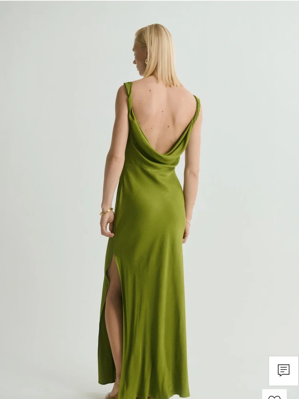 Mango Olive Cowl Slip Maxi Dress - Picture 2 of 8